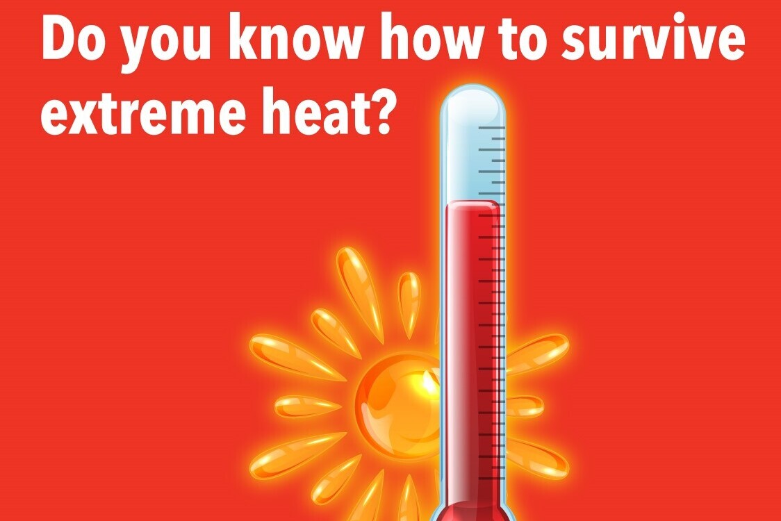 image of bright sun and high temperature on thermometer