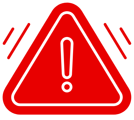 Bright red symbol of emergency with triangle with exclamation mark inside